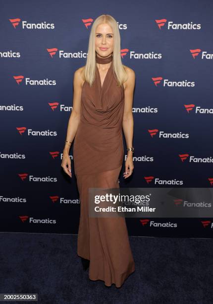 Georgia Sinclair attends Michael Rubin's Fanatics Super Bowl party at the Marquee Nightclub at The Cosmopolitan of Las Vegas on February 10, 2024 in...