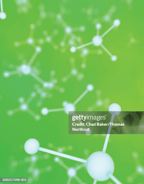 molecules (focus on molecule in foreground) (digital) - white studio background stock illustrations