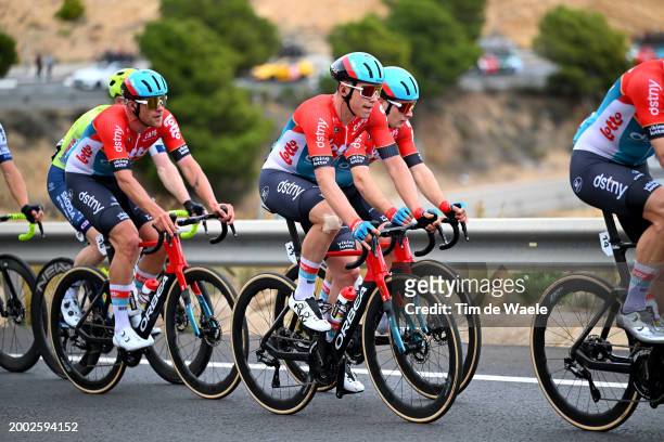 Arnaud De Lie of Belgium and Team Lotto Dstny competes during the 39th Clasica de Almeria 2024 a 192.3km one day race from Puebla de Vícar to...