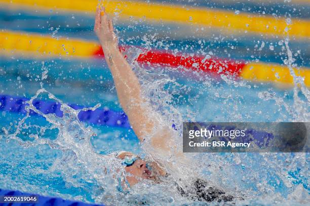 Kira Toussaint of the Netherlands competing in the Women 100m Backstroke Final on Day 12: Swimming of the Doha 2024 World Aquatics Championships on...