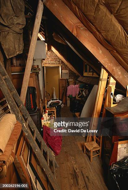 storage room - attic storage stockfoto's en -beelden