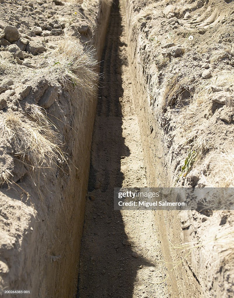 Open trench, elevated view