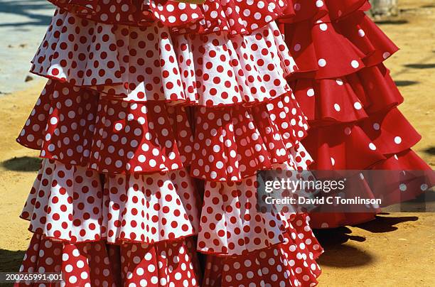 spain, andalucia, seville, red and white polka dot dresses - feria bildbanksfoton och bilder