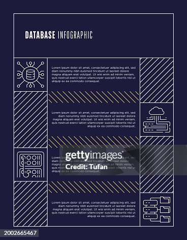 Database Infographic Template - Data Analysis, Storage, Security, Network Icons Database Infographic Template - Data Analysis, Storage, Security, Network Icons