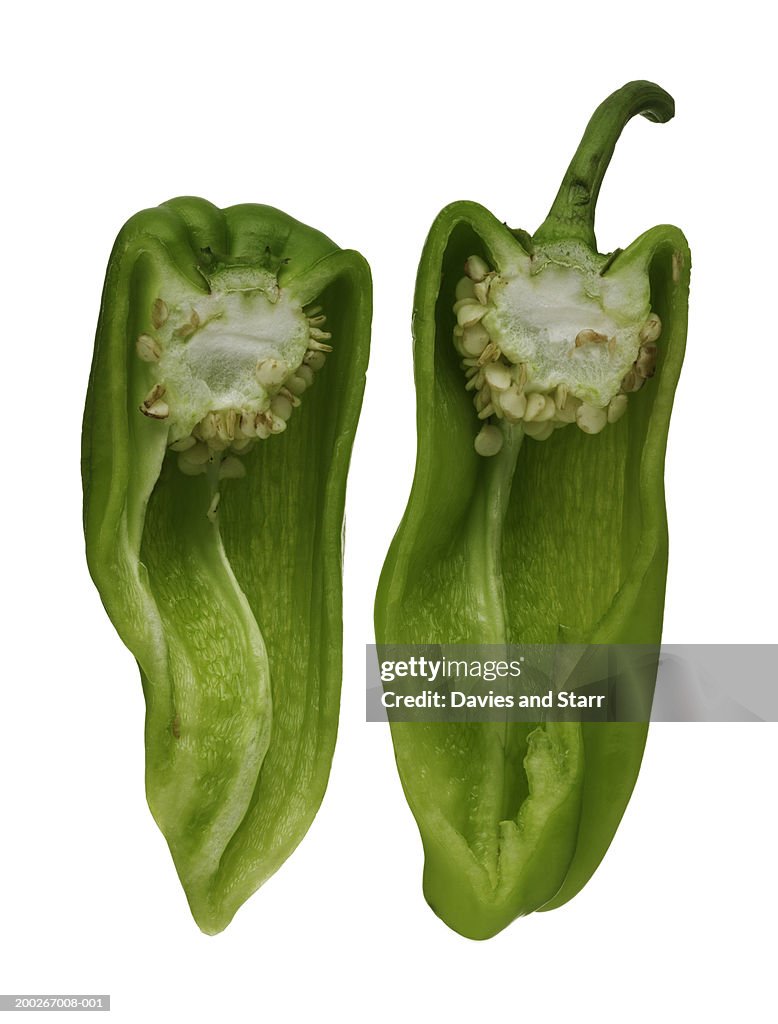 Split cubanelle chili pepper