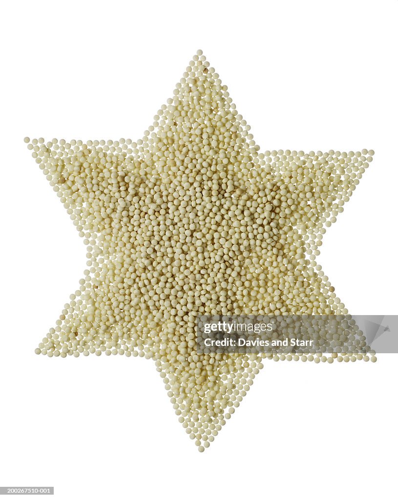 Grains of cous cous in shape of six pointed star