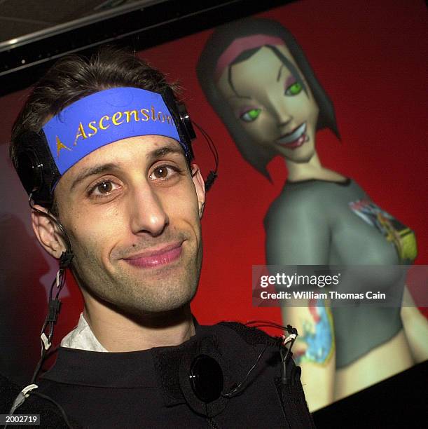 University of Pennsylvania student Aaron Bloomfield, along with an image of himself created into a character called Jill, demonstrates the LiveActor...