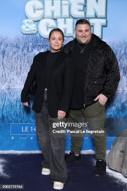 Daniela Pinto and Nicolas Scuderi attend the "Chien Et chat" Premiere at Cinema UGC Normandie on February 11, 2024 in Paris, France.