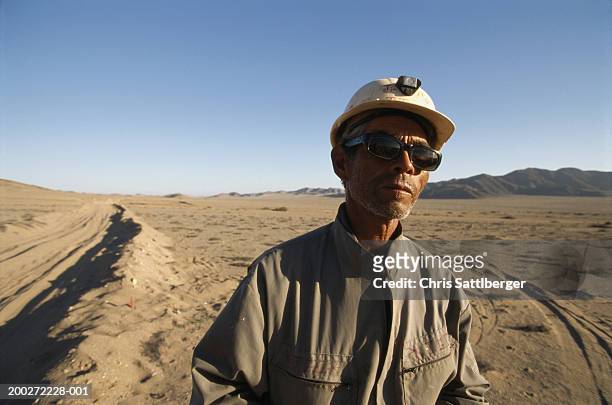 mature miner in desert, portrait, close-up - chile desert stock pictures, royalty-free photos & images