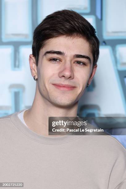 Axel Marbeuf from french TV show 'Star Academy' 2023 attends the "Chien Et chat" Premiere at Cinema UGC Normandie on February 11, 2024 in Paris,...