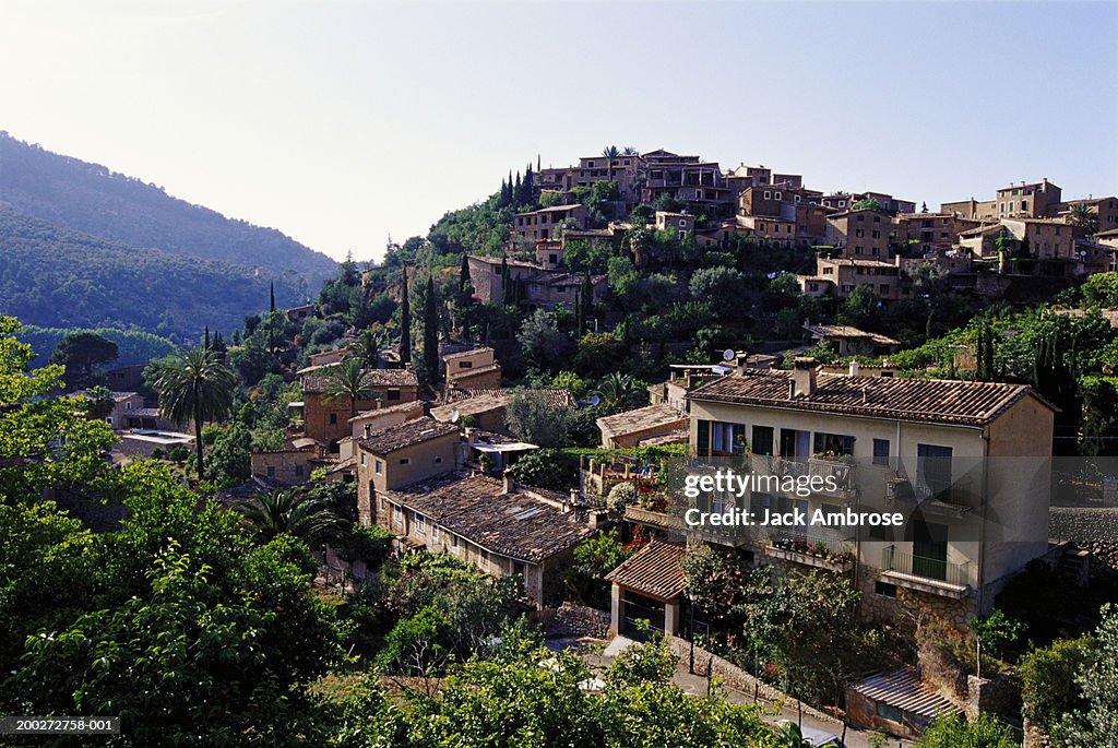 Majorca, hill top town in rural landscape