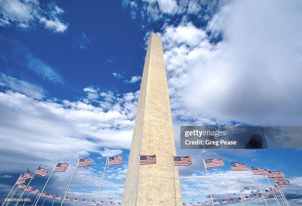 USA, Washington DC, flags surrounding Washington Monument