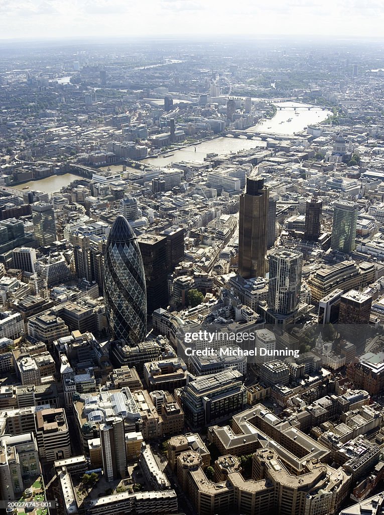 England, City of London, financial district, aerial view