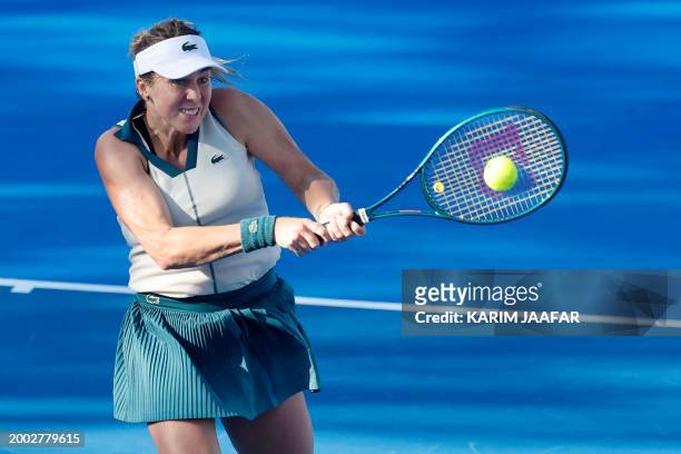 Russia's Anastasia Pavlyuchenkova in action during her round of 16 Women's Singles tennis match against Czech Republic's Marketa Vondrousova at the...