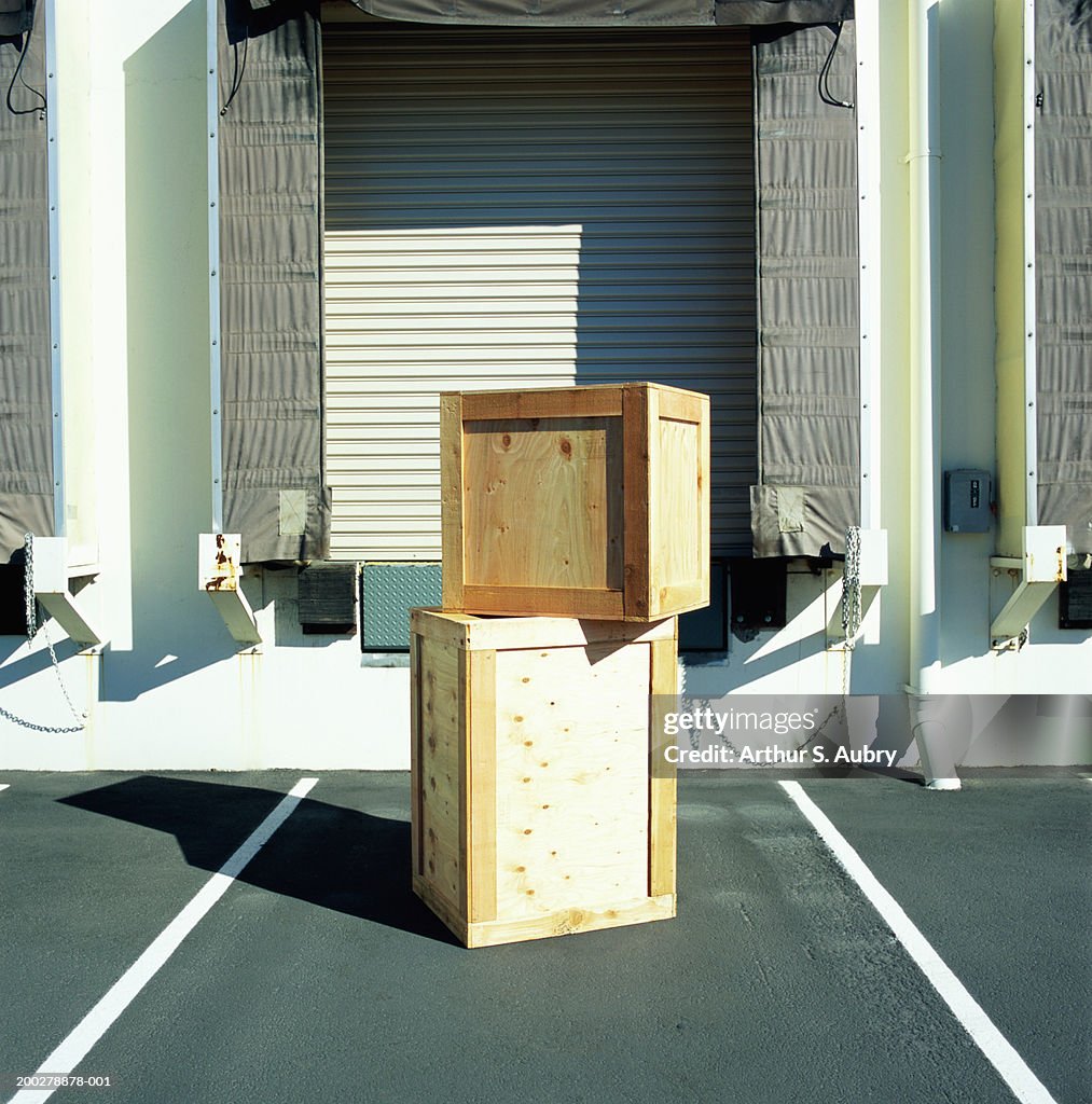 Loading Crate Docks Two Wooden Crates Stacked Outside Loading Dock High-Res Stock Photo ...
