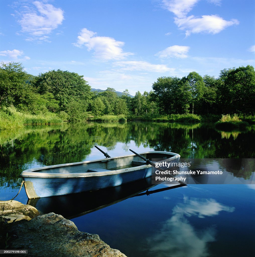 Row boat in pond