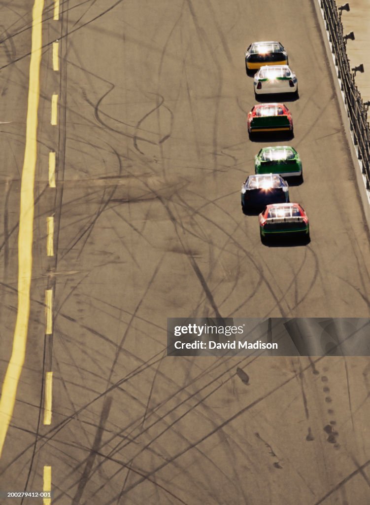 Stock car race, elevated view