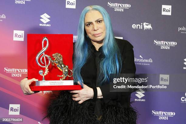 Italian singer Loredana Berte, winner of Critic Award Mia Martini, in the Press Room of the 74 Sanremo Music Festival. Sanremo , February 11th, 2024