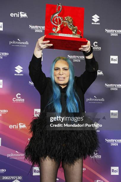 Italian singer Loredana Berte, winner of Critic Award Mia Martini, in the Press Room of the 74 Sanremo Music Festival. Sanremo , February 11th, 2024