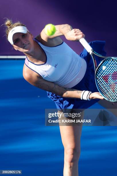 Czech Republic's Marketa Vondrousova in action during her round of 16 Women's Singles tennis match against Russia's Anastasia Pavlyuchenkova at the...