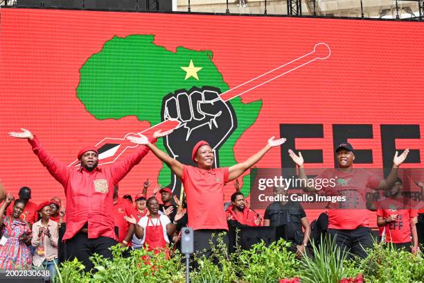 Floyd Shivambu, EFF deputy president, Julius Malema, EFF president and Marshall Dlamini, EFF Secretary-General at the Economic Freedom Fighters...