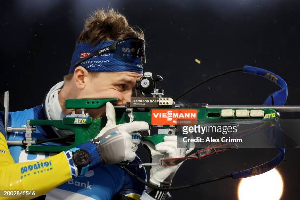 Martin Ponsiluoma of Sweden shoots during the zeroing prior to Men's 12.5k Pursuit at the IBU World Championships Biathlon Nove Mesto na Morave on...