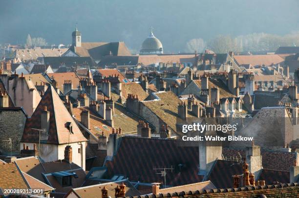 france, jura, doubs, besancon, rooftops and church dome - besancon photos et images de collection