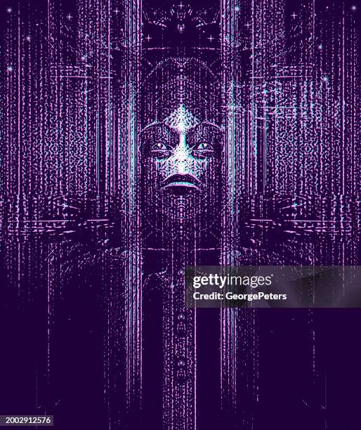 spooky alien - glitch texture stock illustrations