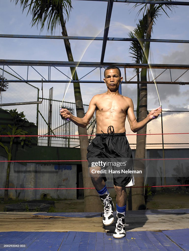 Boxers Jump Roping Boxer Jumping Rope In Gym Portrait High-Res Stock Photo - Getty Images
