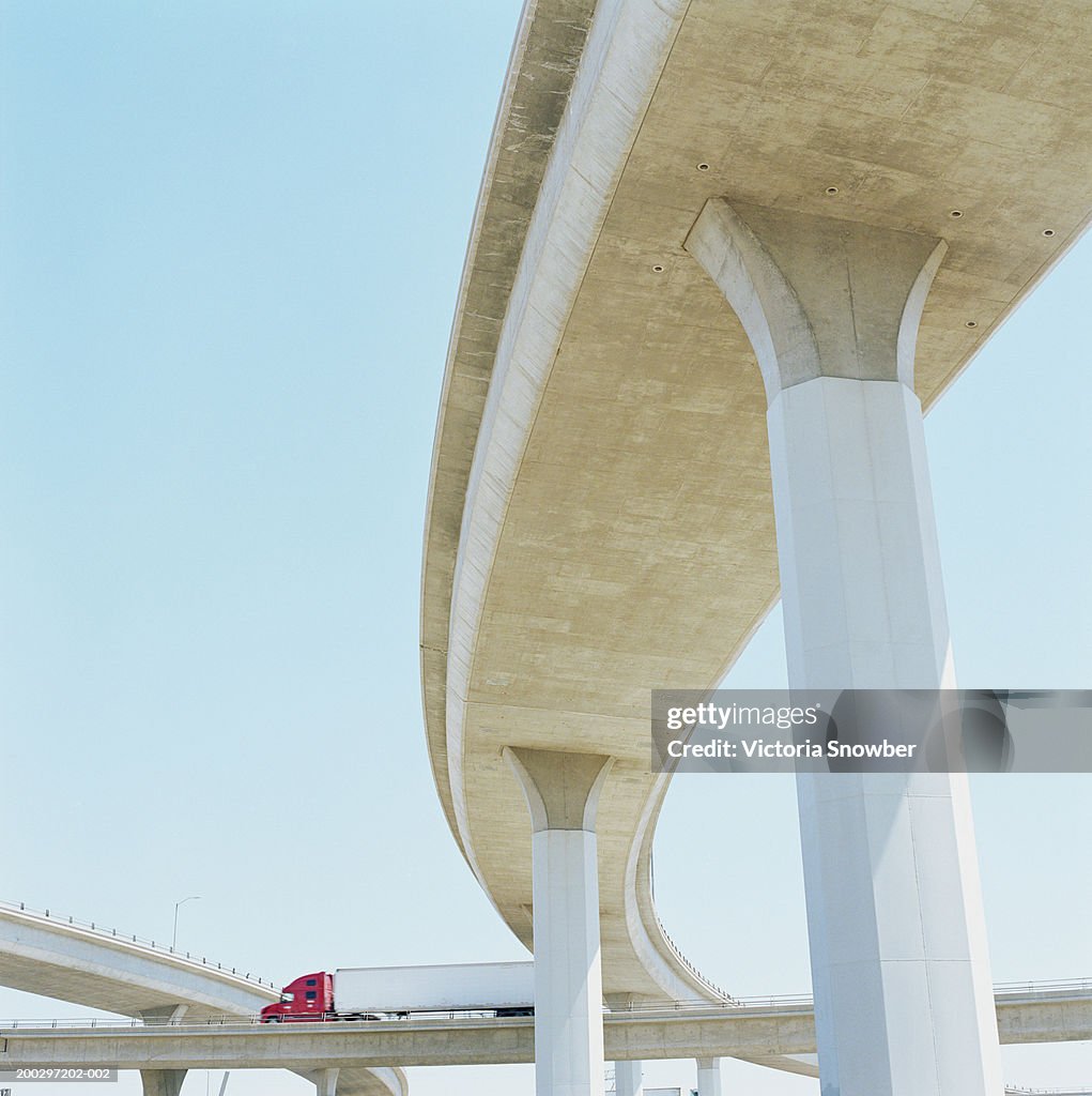 Truck on freeway overpass
