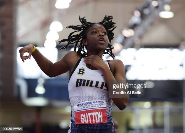 Sydney Sutton wins the Debevoise Girls' 300mduring the 116th Millrose Games at The Armory Track on February 11, 2024 in New York City.