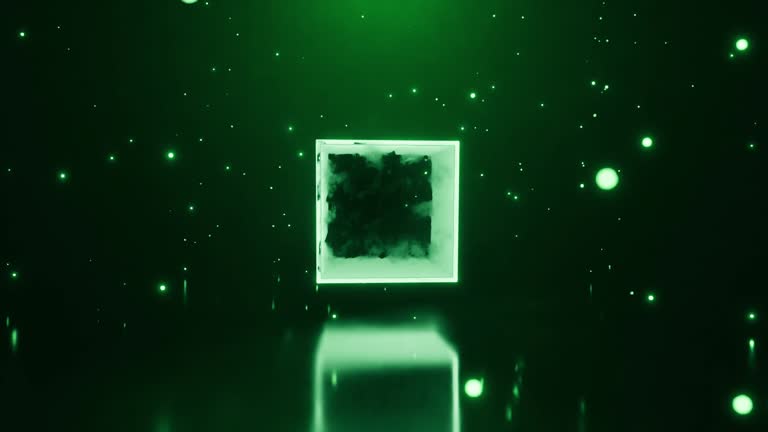 seamless loop ice cube rotation against the background of snowflakes ...