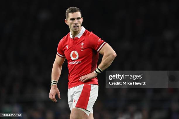 George North of Wales looks on during the Guinness Six Nations 2024 match between England and Wales at Twickenham Stadium on February 10, 2024 in...