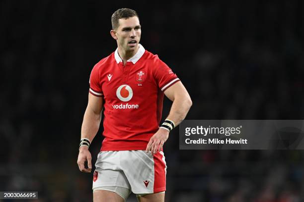 George North of Wales looks on during the Guinness Six Nations 2024 match between England and Wales at Twickenham Stadium on February 10, 2024 in...