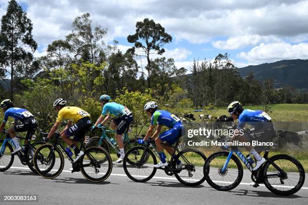 Rodrigo Contreras of Colombia and Team Nu Colombia - Yellow Leader Jersey, Yeison Sebastian Reyes of Colombia and Team Sistecredito and Vinicius...