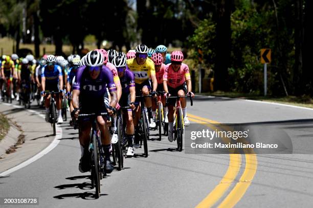 Rodrigo Contreras of Colombia and Team Nu Colombia - Yellow Leader Jersey and Esteban Chaves of Colombia and Team EF Education - EasyPost compet...