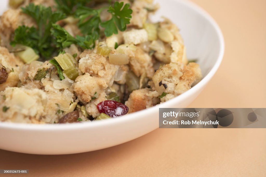 Stuffing in bowl