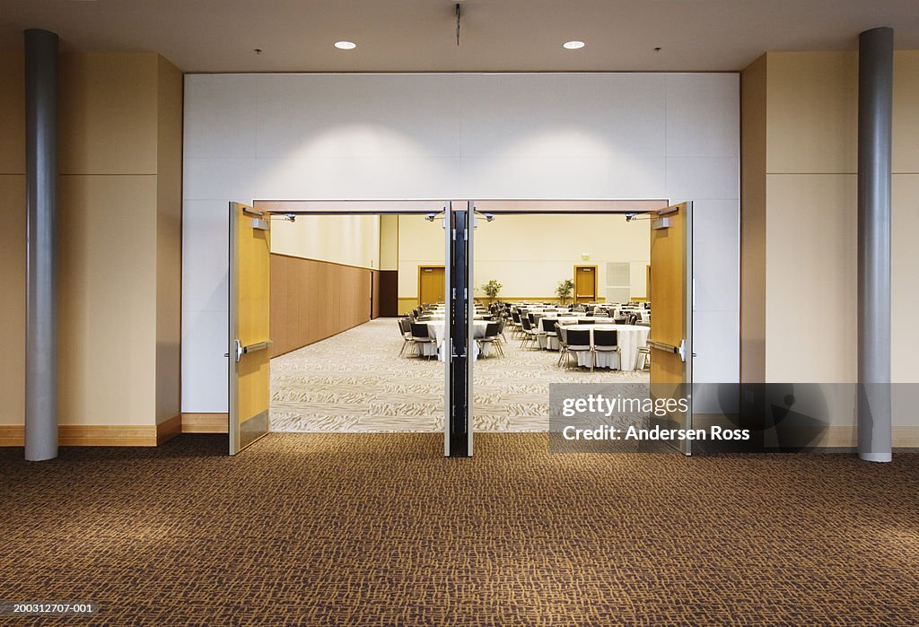 Double doors leading to large room in convention center