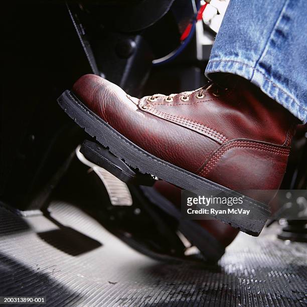 car interior, close-up of foot on pedal, - accelerator stock pictures, royalty-free photos & images