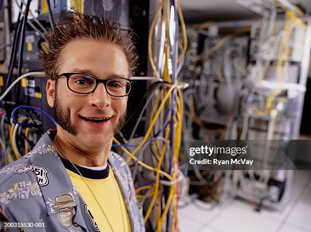 Computer System Man 222 Man Standing By Cables In Computer Room Stock Photos, High-Res ...