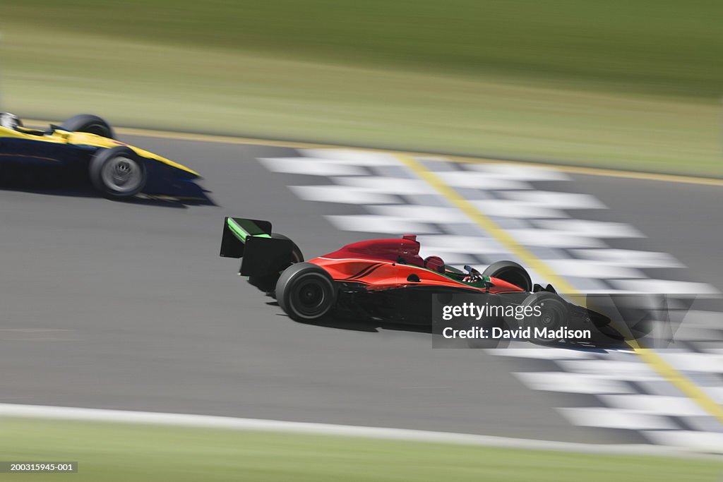 Disappearing Line Racing Race Car Crossing Finish Line
