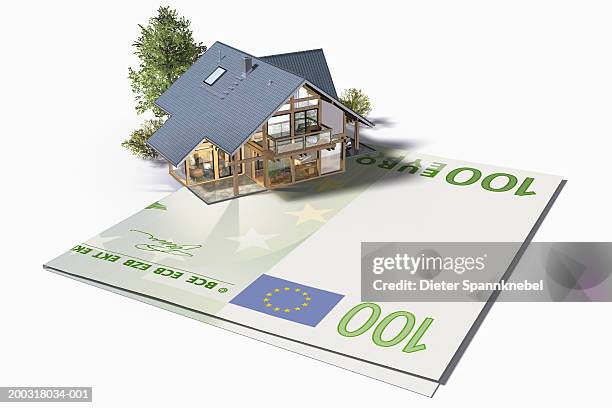house with us one hundred euro note drive (digital) - one hundred euro banknote stock illustrations