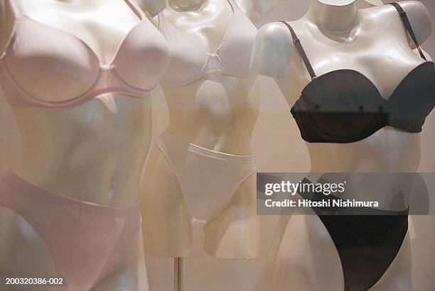 mannequin wearing bra and panties, close-up - ondergoed stockfoto's en -beelden