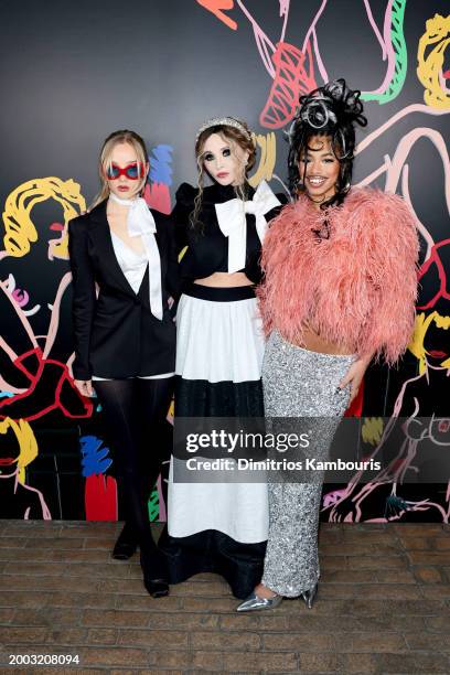 Maddi Waterhouse, Stacey Bendet, and Sierra Rena attend the alice + olivia by Stacey Bendet Fall 2024 Presentation on February 10, 2024 in New York...