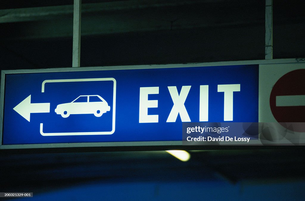 Exit Sign In Car Park Low Angle View High-Res Stock Photo - Getty Images