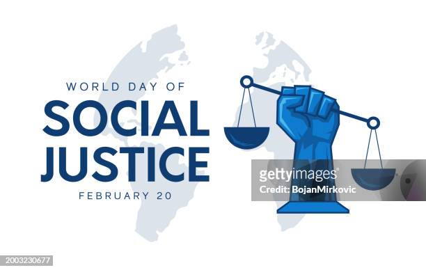 world day of social justice card, february 20. vector - world human rights day stock illustrations
