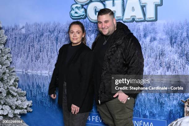 Daniela Pinto and Nicolas Scuderi attend the "Chien Et chat" Premiere at Cinema UGC Normandie on February 11, 2024 in Paris, France.