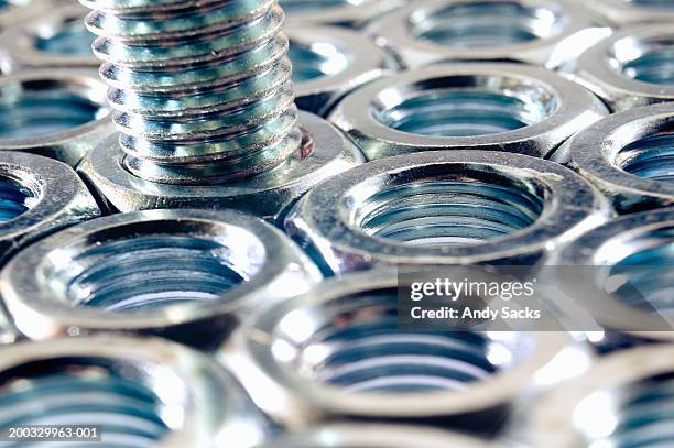 hex bolts showing threading - moer stockfoto's en -beelden