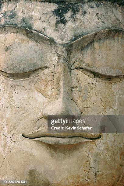 thailand, ayutthaya, face of buddha, close-up - buddha face stock pictures, royalty-free photos & images