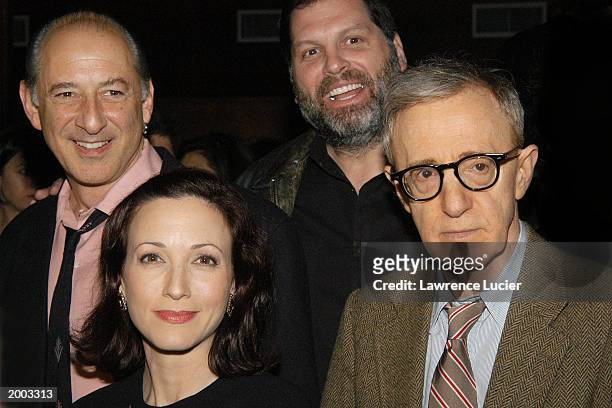 Actors Richard Portnow, Bebe Neuwirth, Skip Sudduth, and playwright Woody Allen arrive at the afterparty for opening night of Allen's new play...